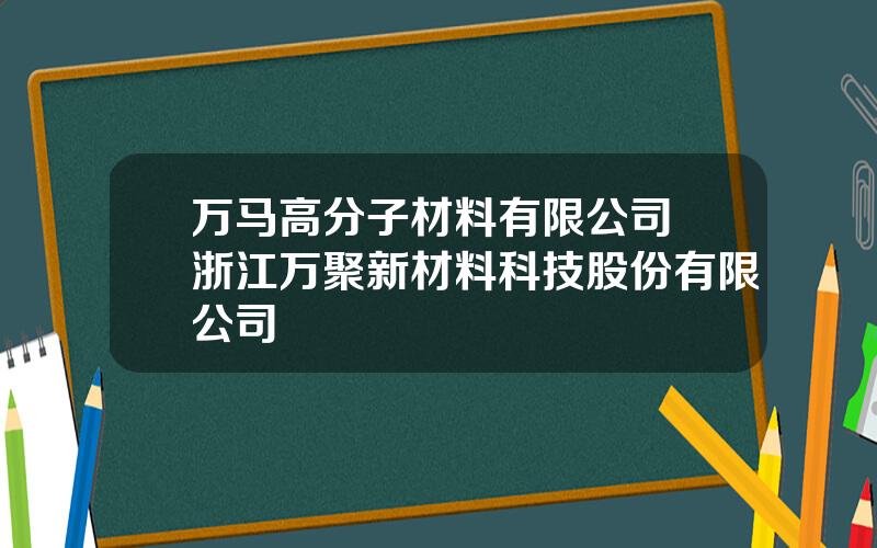 万马高分子材料有限公司 浙江万聚新材料科技股份有限公司